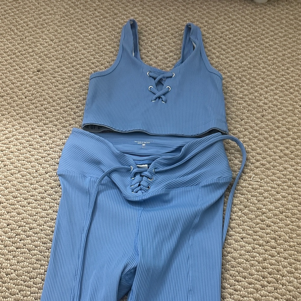 YEAR OF OURS Sky Blue Football Ribbed High rise lace up set